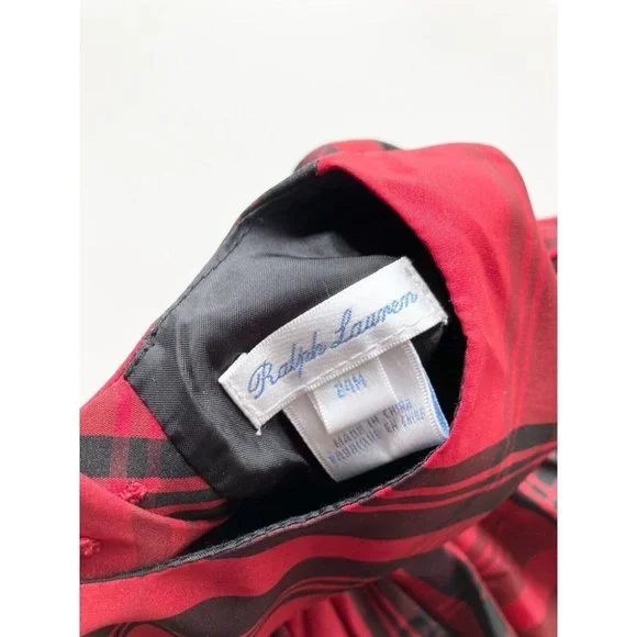 Lot of 2 RALPH LAUREN 24M Baby Dresses - Red Plaid Taffeta & Pink Seersucker - Picture 5 of 16